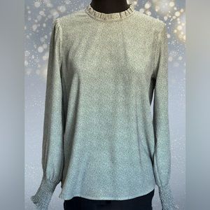 Maison d"Amelie Black & White Polka Dot Smocked Sleeve Top Size S